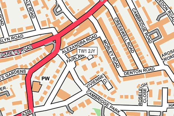 TW1 2JY map - OS OpenMap – Local (Ordnance Survey)