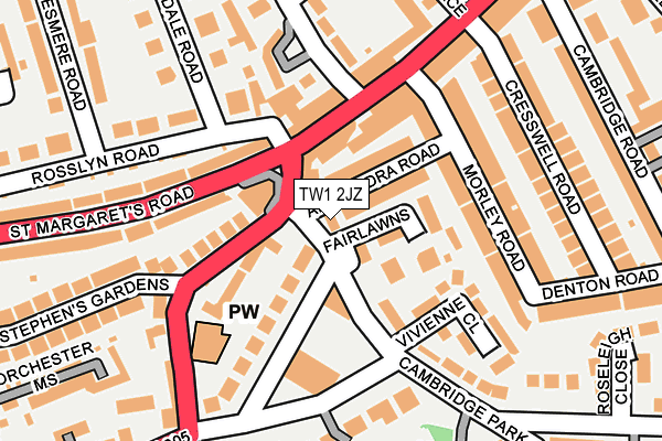 TW1 2JZ map - OS OpenMap – Local (Ordnance Survey)