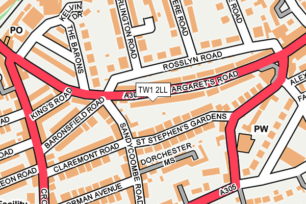TW1 2LL map - OS OpenMap – Local (Ordnance Survey)