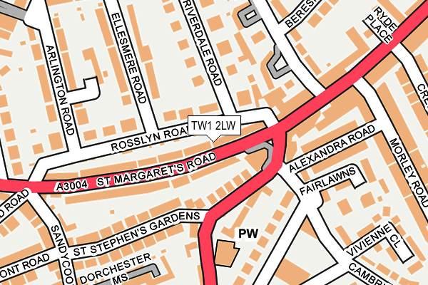 TW1 2LW map - OS OpenMap – Local (Ordnance Survey)