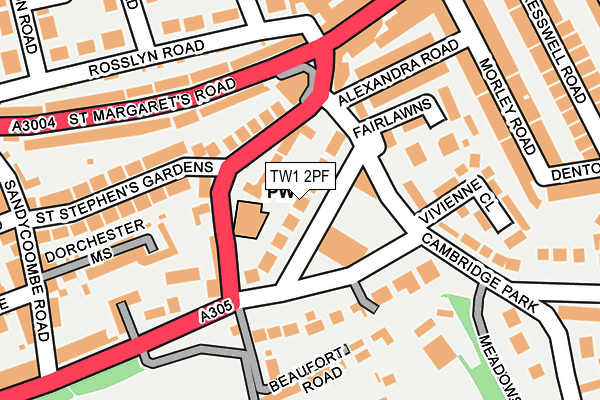 TW1 2PF map - OS OpenMap – Local (Ordnance Survey)