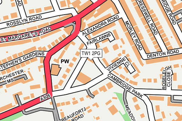 TW1 2PG map - OS OpenMap – Local (Ordnance Survey)