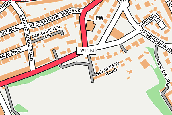 TW1 2PJ map - OS OpenMap – Local (Ordnance Survey)