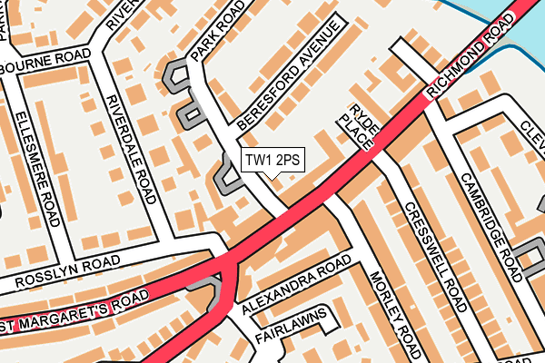 TW1 2PS map - OS OpenMap – Local (Ordnance Survey)