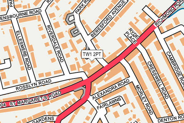 TW1 2PT map - OS OpenMap – Local (Ordnance Survey)