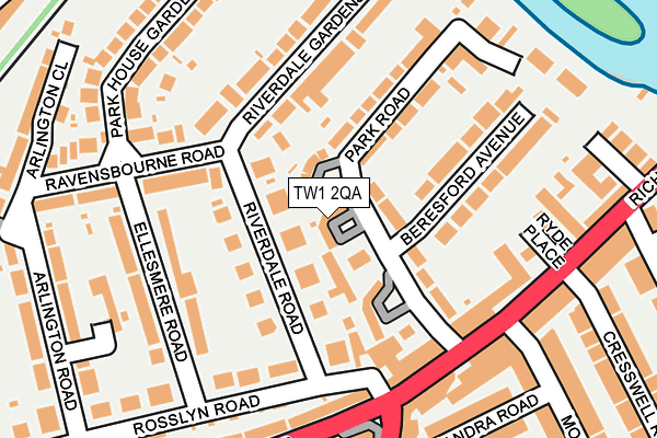 TW1 2QA map - OS OpenMap – Local (Ordnance Survey)
