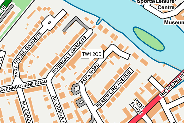 TW1 2QD map - OS OpenMap – Local (Ordnance Survey)