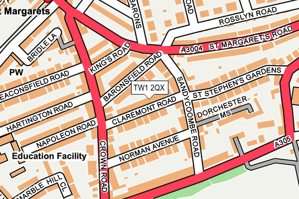 TW1 2QX map - OS OpenMap – Local (Ordnance Survey)