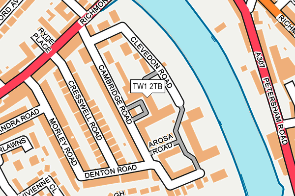 TW1 2TB map - OS OpenMap – Local (Ordnance Survey)