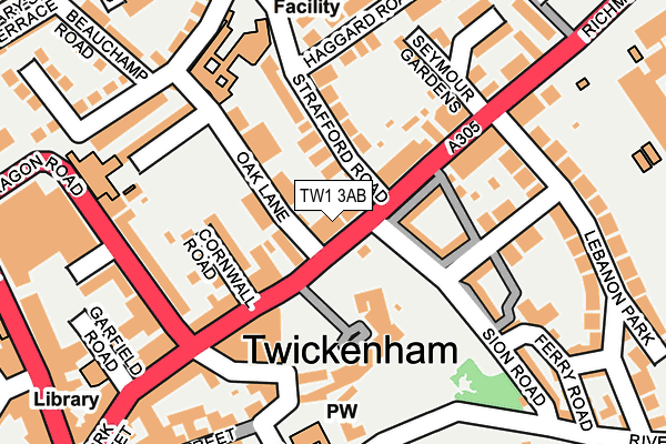 TW1 3AB map - OS OpenMap – Local (Ordnance Survey)