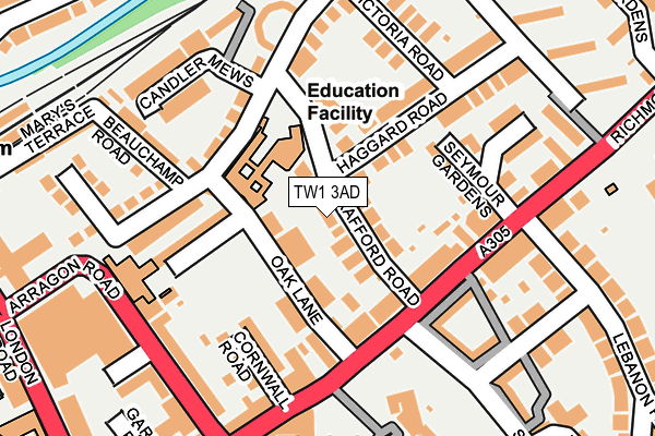 TW1 3AD map - OS OpenMap – Local (Ordnance Survey)