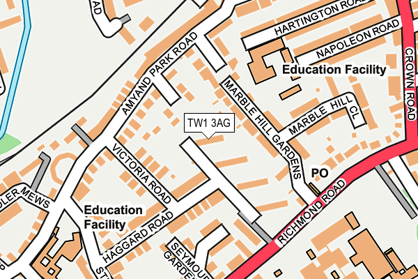 TW1 3AG map - OS OpenMap – Local (Ordnance Survey)