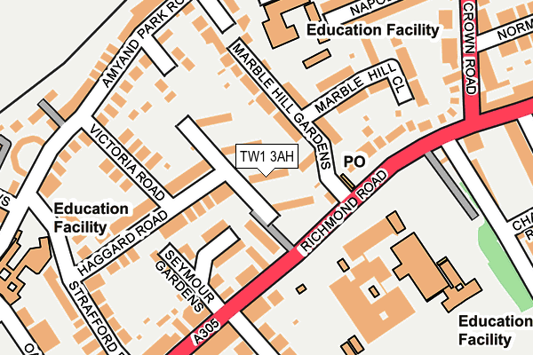 TW1 3AH map - OS OpenMap – Local (Ordnance Survey)