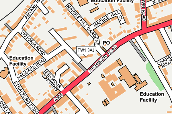 TW1 3AJ map - OS OpenMap – Local (Ordnance Survey)