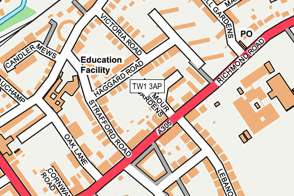 TW1 3AP map - OS OpenMap – Local (Ordnance Survey)