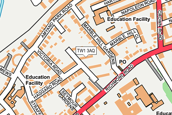 TW1 3AQ map - OS OpenMap – Local (Ordnance Survey)