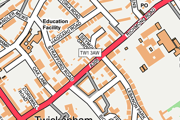 TW1 3AW map - OS OpenMap – Local (Ordnance Survey)