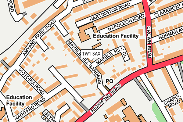 TW1 3AX map - OS OpenMap – Local (Ordnance Survey)