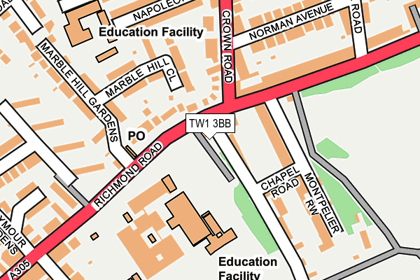 TW1 3BB map - OS OpenMap – Local (Ordnance Survey)