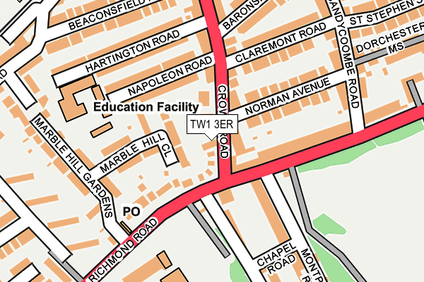 TW1 3ER map - OS OpenMap – Local (Ordnance Survey)