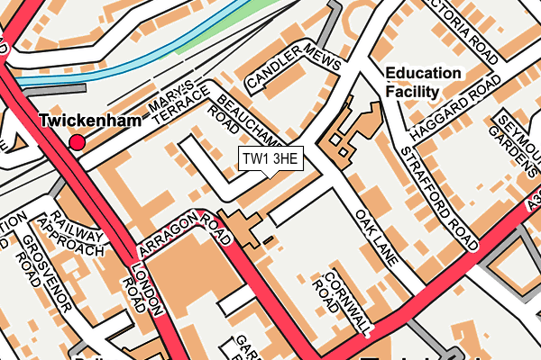 TW1 3HE map - OS OpenMap – Local (Ordnance Survey)