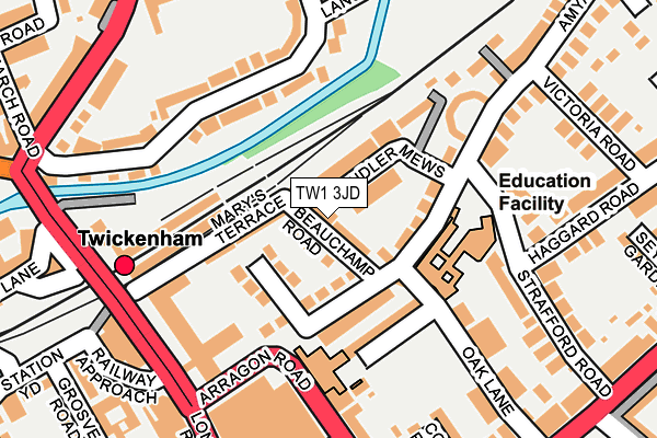 TW1 3JD map - OS OpenMap – Local (Ordnance Survey)