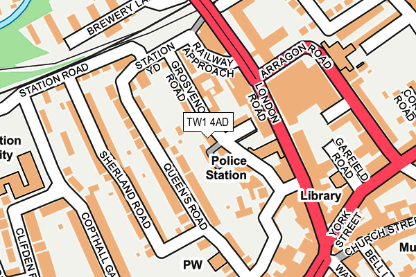TW1 4AD map - OS OpenMap – Local (Ordnance Survey)