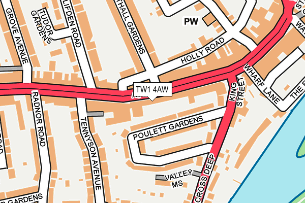 TW1 4AW map - OS OpenMap – Local (Ordnance Survey)