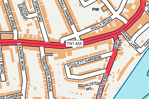 TW1 4AX map - OS OpenMap – Local (Ordnance Survey)
