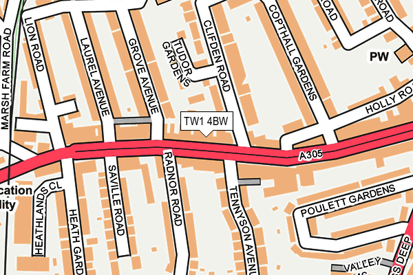 TW1 4BW map - OS OpenMap – Local (Ordnance Survey)