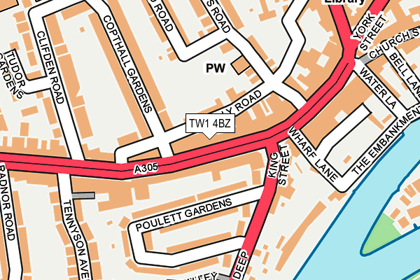 TW1 4BZ map - OS OpenMap – Local (Ordnance Survey)