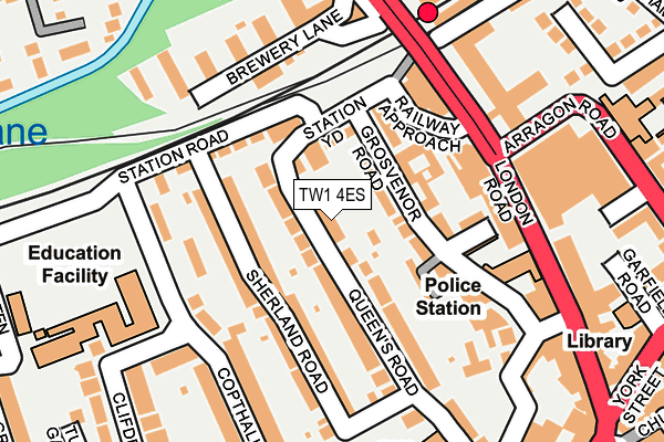 TW1 4ES map - OS OpenMap – Local (Ordnance Survey)