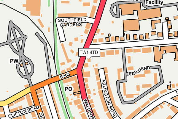 TW1 4TD map - OS OpenMap – Local (Ordnance Survey)