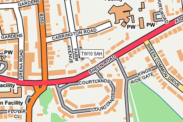 TW10 5AH map - OS OpenMap – Local (Ordnance Survey)