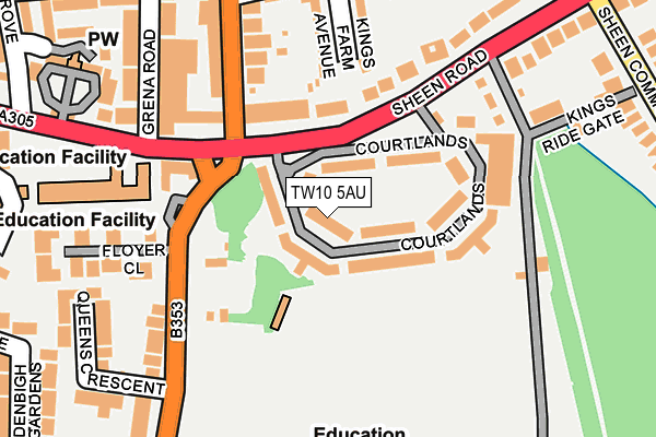 TW10 5AU map - OS OpenMap – Local (Ordnance Survey)