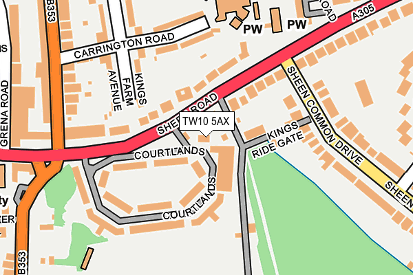 TW10 5AX map - OS OpenMap – Local (Ordnance Survey)