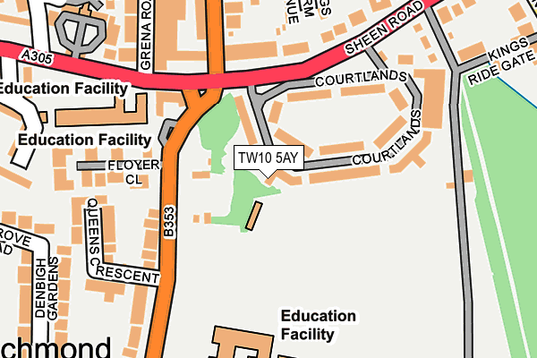 TW10 5AY map - OS OpenMap – Local (Ordnance Survey)