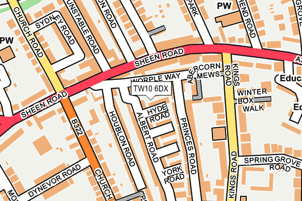 TW10 6DX map - OS OpenMap – Local (Ordnance Survey)