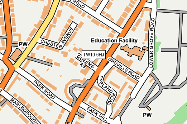 TW10 6HJ map - OS OpenMap – Local (Ordnance Survey)
