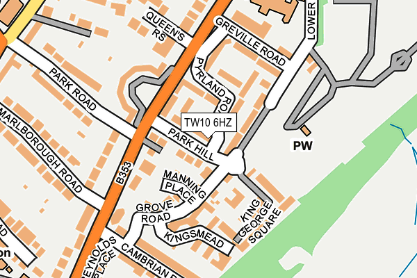 TW10 6HZ map - OS OpenMap – Local (Ordnance Survey)