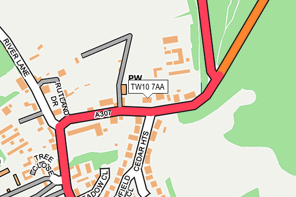 TW10 7AA map - OS OpenMap – Local (Ordnance Survey)