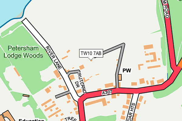 TW10 7AB map - OS OpenMap – Local (Ordnance Survey)