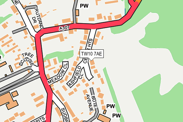 TW10 7AE map - OS OpenMap – Local (Ordnance Survey)