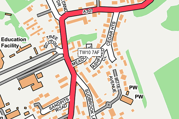 TW10 7AF map - OS OpenMap – Local (Ordnance Survey)