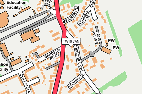 TW10 7AN map - OS OpenMap – Local (Ordnance Survey)