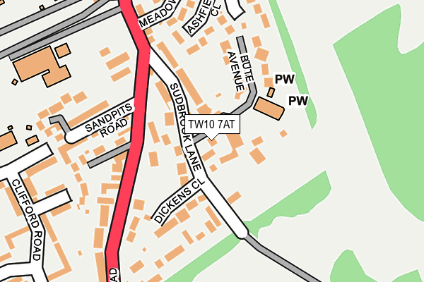 TW10 7AT map - OS OpenMap – Local (Ordnance Survey)