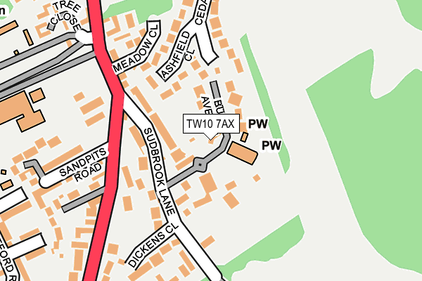 TW10 7AX map - OS OpenMap – Local (Ordnance Survey)