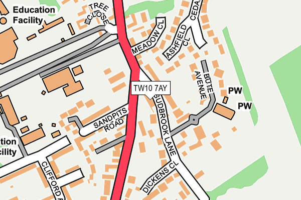 TW10 7AY map - OS OpenMap – Local (Ordnance Survey)