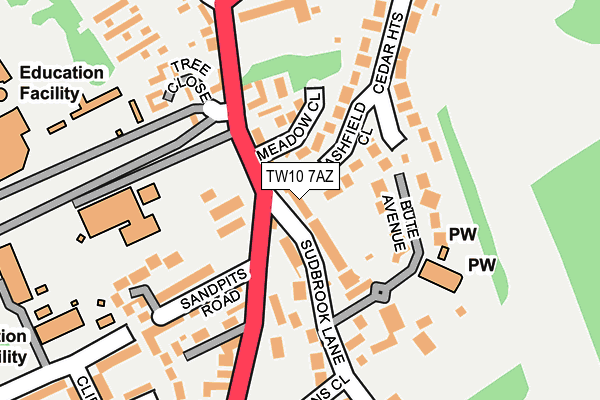 TW10 7AZ map - OS OpenMap – Local (Ordnance Survey)