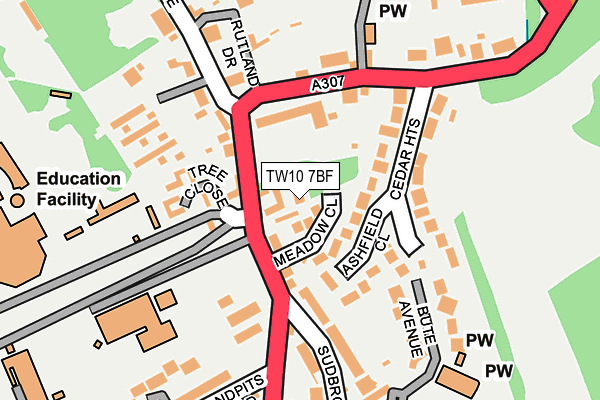 TW10 7BF map - OS OpenMap – Local (Ordnance Survey)